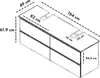 A technical drawing of a bathroom vanity with dimensions indicated. Produktbild-Vorschau