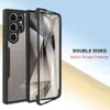 A phone case with a built-in screen protector is shown, with text highlighting its features. Produktbild-Vorschau