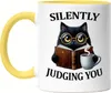 Silently Judging You Tasse Gelb Lustige Katze Nerd Humor Produktbild-Vorschau 1