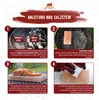 Collage of four images showing instructions for using a BBQ salt stone. Produktbild-Vorschau