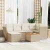 vidaXL 7-tlg. Garten-Sofagarnitur mit Kissen Beige Poly Produktbild-Vorschau 2