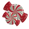 Clayre & Eef Frühstücksteller 22x14x2 cm Rot Weiß Keramik Produktbild-Vorschau 2