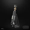 A Star Wars Obi-Wan Kenobi Black Series Force FX Elite Lightsaber replica is displayed on a black stand against a black background. Produktbild-Vorschau