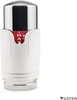 A white and silver radiator thermostat head with red markings for temperature settings. Produktbild-Vorschau