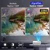 A comparison of two projector outputs, one native 720P and the other native 1080P, with a projector at the bottom projecting light. Produktbild-Vorschau