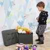 Pufa ciemnoszara 38x38x40 ze schowkiem i nogami drewnianymi Podgląd zdjęcia produktu 3