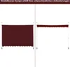 Two different configurations of a maroon awning are shown against a white background. Produktbild-Vorschau