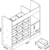 A technical drawing or diagram of a children's storage unit with dimensions indicated. Produktbild-Vorschau