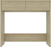 A front view of a wooden desk with two drawers. Podgląd zdjęcia produktu