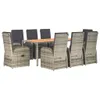 vidaXL 9-tlg. Garten-Essgruppe mit Kissen Grau Poly Rattan Produktbild-Vorschau 4