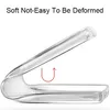 A clear plastic phone case is shown bent to demonstrate its flexibility. Produktbild-Vorschau