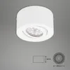 A white LED ceiling light is shown against a gray background, with dimension diagrams below. Náhľad obrázku produktu