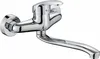 A chrome kitchen faucet mounted on a white background. Produktbild-Vorschau