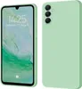 A product image showing a phone case for a Samsung Galaxy A05s in turquoise. The image displays the front and back of the phone with the case on. The phone screen shows the time and date. Produktbild-Vorschau