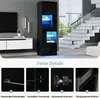 A modern living room with a black display cabinet featuring LED lighting, a white media console, and a staircase in the background. Anteprima dell’immagine prodotto