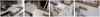 Collage of close-up shots of a white and wood furniture piece, likely a dresser or cabinet, showing drawers and storage compartments. Produktbild-Vorschau