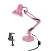 A pink desk lamp with an adjustable arm and a base, shown with an optional clamp attachment. Anteprima dell’immagine prodotto