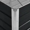 A close-up view of the corner of a black raised garden bed with silver metal supports and corner brackets. Náhled obrázku produktu