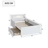 A diagram of a white bed with dimensions indicated by numbers and lines. Produktbild-Vorschau
