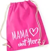 Huuraa Turnbeutel Mama mit Herz 12 Liter Fuchsia Baumwolle Produktbild-Vorschau 1