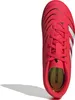 A close-up view of a red Adidas Predator children's soccer cleat. Produktbild-Vorschau