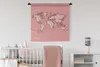 MuchoWow® Wandteppich Wandbehang Weltkarte - Rosa - Weiß - Produktbild-Vorschau 2