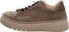Side view of a brown suede sneaker with a thick platform sole. Náhľad obrázku produktu
