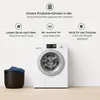 A washing machine with laundry basket and icons indicating washing instructions. Produktbild-Vorschau