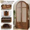 A collage showing a wooden wardrobe with woven door panels and drawers, along with close-up views of its features. Anteprima dell’immagine prodotto