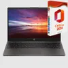 A laptop computer with a box of Microsoft Office 2024 Pro software next to it. Produktbild-Vorschau