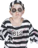 A young boy dressed in a zombie prisoner costume, with makeup to simulate a zombie appearance, is shown against a white background. Anteprima dell’immagine prodotto