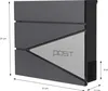 A modern mailbox with a newspaper compartment, shown with dimensions. Produktbild-Vorschau