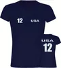 multifanshop Damen T-Shirt - USA - Trikot Nummer 12, navi, Produktbild-Vorschau 1