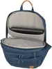 The inside of a blue backpack is shown, with a laptop in a padded compartment. Náhled obrázku produktu