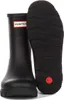 A pair of black Hunter rain boots shown from the front and sole view. Produktbild-Vorschau