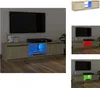 A collage of images showing a TV stand with LED lighting in different colors. Náhled obrázku produktu