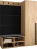A modern hallway wardrobe unit with a bench and shoe storage. Produktbild-Vorschau