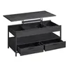 A dark gray lift-top coffee table with open drawers and storage compartments, shown against a white background. Náhled obrázku produktu