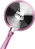 The underside of a pink frying pan with a silver handle, showing branding and product information. Podgląd zdjęcia produktu