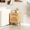 KOMFOTTEU Nachttisch mit Schublade & Tür aus Rattan, Produktbild-Vorschau 6