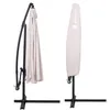 A closed beige umbrella on a black stand is shown next to a closed beige umbrella in a cover on a black stand. Anteprima dell’immagine prodotto