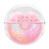 Pink wireless earbuds in a clear, round charging case with colorful glowing designs inside. Náhľad obrázku produktu