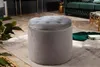 Hocker MODERN BAROCK STORAGE 50cm Samt silber Produktbild-Vorschau 2