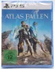 The image shows the front cover of the video game 'Atlas Fallen' for PlayStation 5, sealed in its plastic packaging. Produktbild-Vorschau