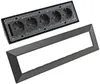 A disassembled power strip with multiple outlets and a separate frame. Produktbild-Vorschau