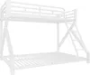 A white metal bunk bed with a ladder and a slide. Náhled obrázku produktu