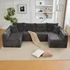 Cord-Sofa U-Form Wohnlandschaft mit Federkern U-förmiges Produktbild-Vorschau 9