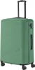 A green suitcase with wheels and a retractable handle against a white background. Produktbild-Vorschau