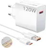 A white 120W hyper charger combo with a USB-C cable, shown against a white background. Produktbild-Vorschau