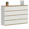 Kommode Weiß Eiche Torro 8 Schubladen matt 140x34x100 cm Produktbild-Vorschau 3